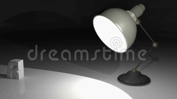 白色桌子上的灯上面有灯光单词研究在它前面建立3D渲染视频视频的预览图