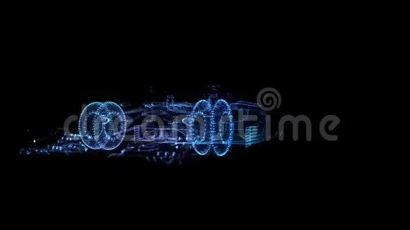 旋转配方螺栓360度模型的黑色和蓝色光泽形成视频的预览图