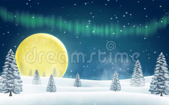有树背景的圣诞雪场视频的预览图