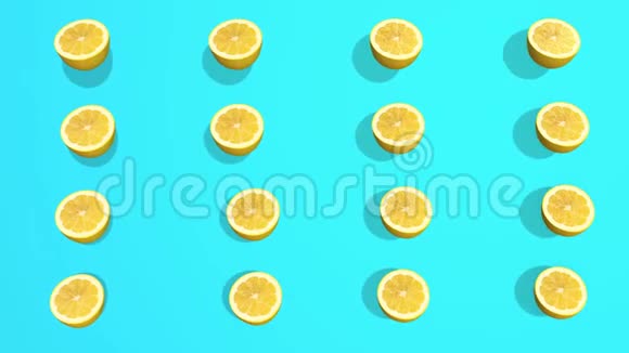 彩色图案与黄色柠檬切片三维元素视频镜头4K循环视频的预览图