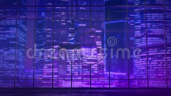 城市霓虹灯背景下的维特鲁维安人视频的预览图