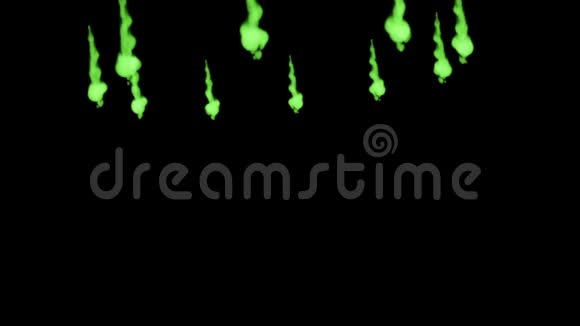 荧光绿色墨水在黑色背景下溶解在水中用Luma哑光3D渲染V12很多流视频的预览图