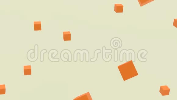 橙色三维立方体插图渲染动画下降视频的预览图