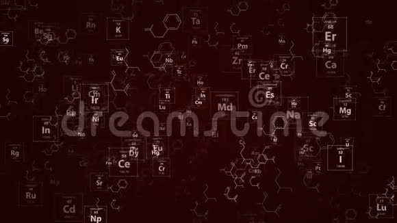 循环无限化学链和周期元素科学化学医学模板及背景红色视频的预览图