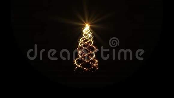 金色彩灯圣诞树与阿尔法装饰或覆盖视频的预览图