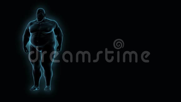 一个肥胖男子的X光扫描减肥概念健康的生活方式与蓝光4kUHD视频视频的预览图