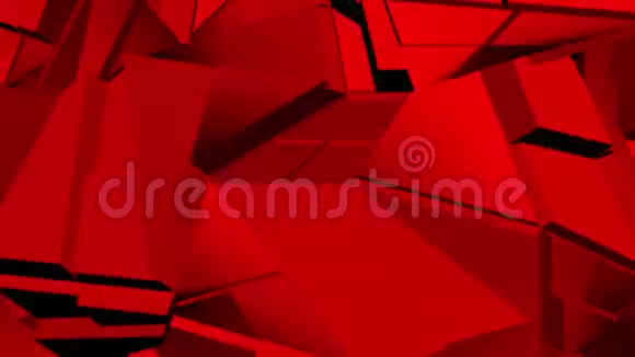 红色抽象多边形破碎形状波动无缝环3D动画视频的预览图
