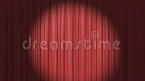 红色窗帘与聚光灯美丽的无缝循环三维动画4K视频的预览图