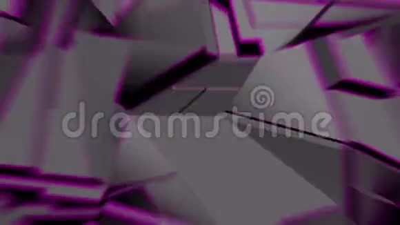 深灰色抽象多角破碎形状与丁香边缘波动无缝环3D动画视频的预览图