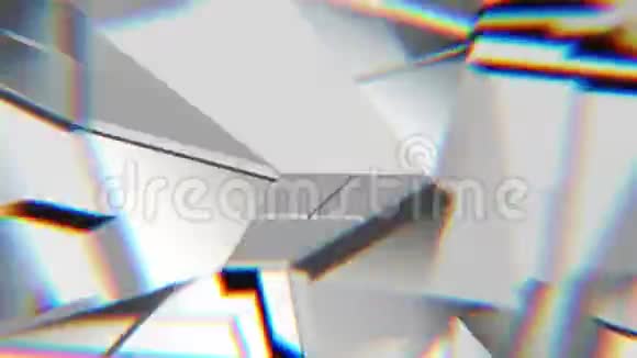 白色抽象多边形破碎形状波动无缝环3D动画视频的预览图