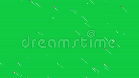 五颜六色的线条粒子在一个方向旋转绿色屏幕视频的预览图
