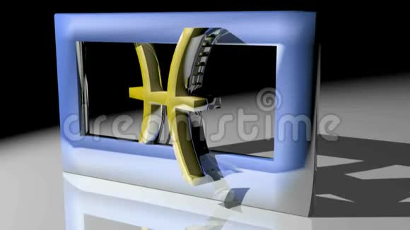 黄道十二宫金牛座在海面上旋转靠近其他3D形状3D渲染视频视频的预览图