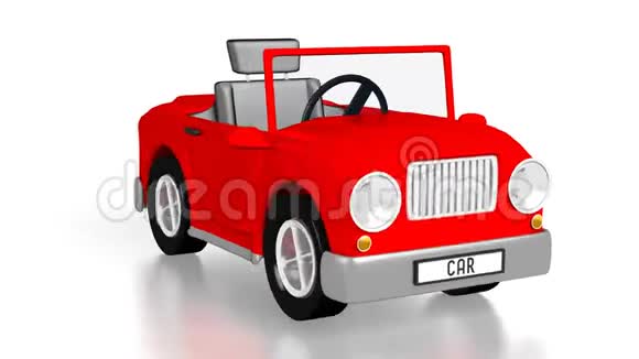 白色背景3D红色玩具车视频的预览图