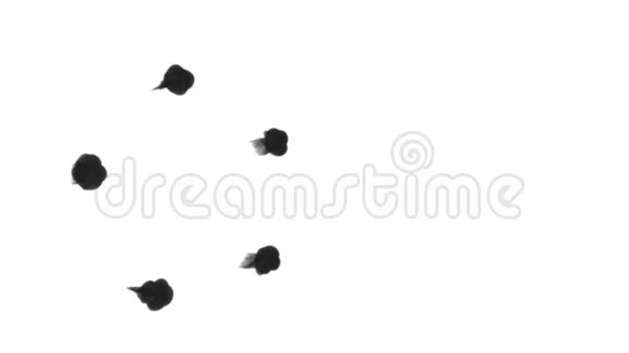 黑色墨水溶于水的白色背景与卢马哑光计算机仿真的三维渲染墨水截击形成视频的预览图