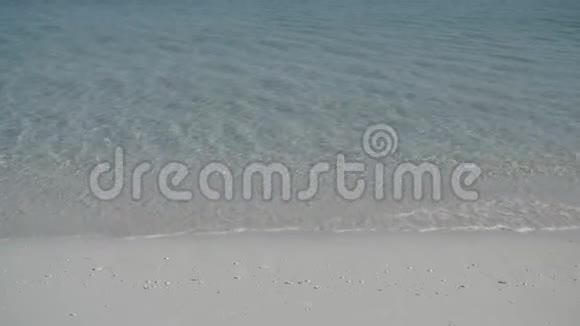 海滩上晶莹剔透的绿松石水视频的预览图