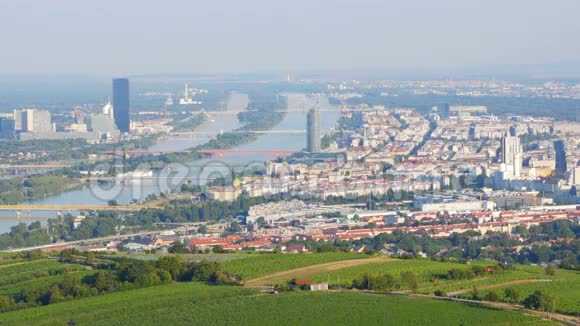 维也纳市和多瑙河景观奥地利4k视频的预览图