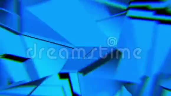 蓝色抽象多边形破碎形状波动无缝环3D动画视频的预览图