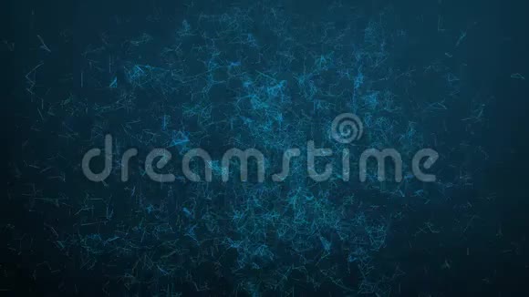 人脑是由旋转粒子形成的周围有丛状结构蓝色抽象未来科学背景视频的预览图