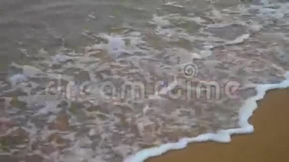 荒芜的沙滩海浪翻滚视频的预览图
