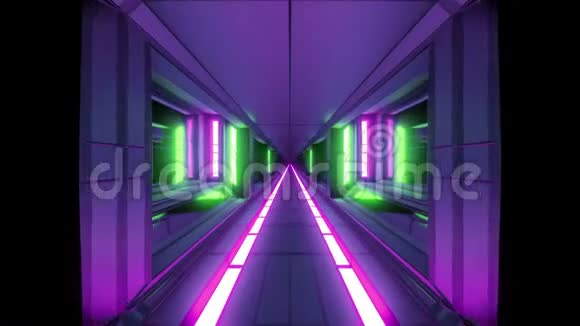未来主义科幻空间飞机库隧道走廊与铁水三维插图现场壁纸运动背景vj视频的预览图