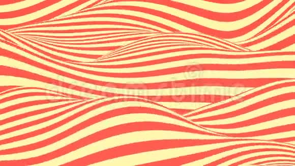 丰富多彩的波浪循环动画未来的几何水平线图案运动背景三维渲染4kUHD视频的预览图