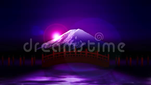 富士山红桥景观日本文化CG循环动画视频的预览图
