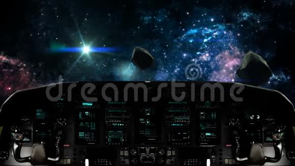 未来空间飞船在小行星场内旅行视频的预览图