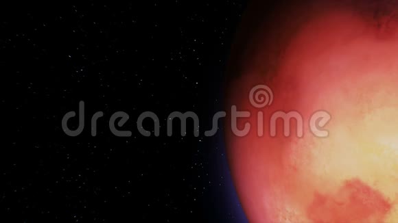宇宙飞船飞过火星和闪亮的引擎灯三维动画地球的纹理是在图形中创建的视频的预览图