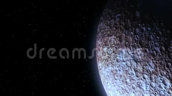 飞船飞过水星和闪亮的引擎灯三维动画地球的纹理是在视频的预览图