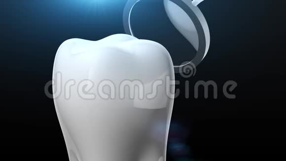 黑色背景三维动画中的牙齿和牙齿工具视频的预览图