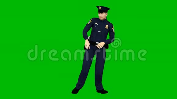 警察在绿色的屏幕上有节奏地跳舞循环动画视频的预览图