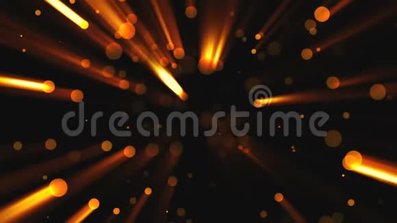 带有耀斑的抽象金色粒子在空间现代背景三维渲染背景视频的预览图
