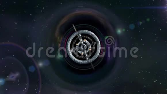 穿越黑洞背景绿色屏幕三维动画的科幻空间站的大门飞行视频的预览图