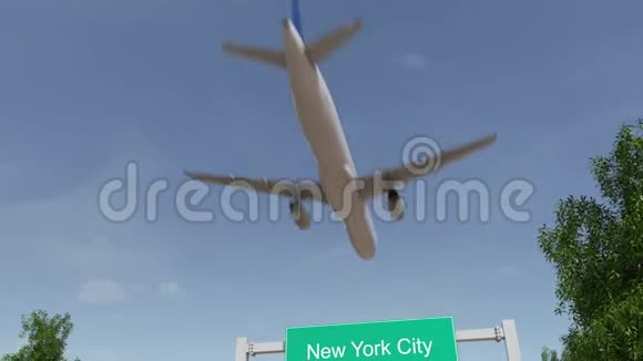 飞机抵达纽约市机场飞往美国视频的预览图