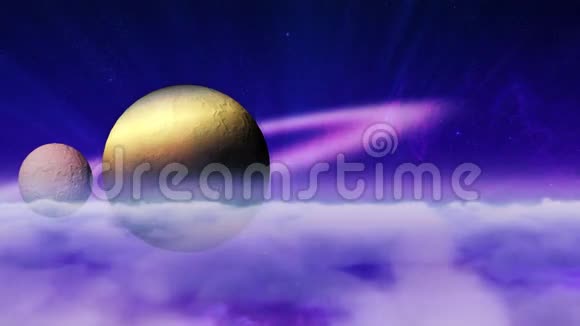 云景中的行星和月亮视频的预览图