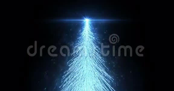 动画蓝色圣诞枞树星孤立无缝环在4k分辨率视频的预览图