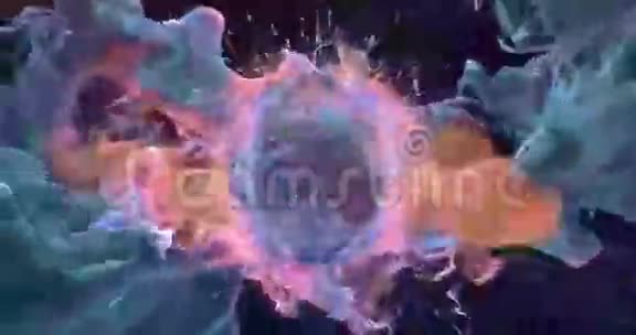 运动背景VJ环暗紫橙镜头球粒4k视频的预览图