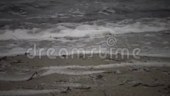 水和海岸上的脏泡沫富营养化水库污染生态问题视频的预览图