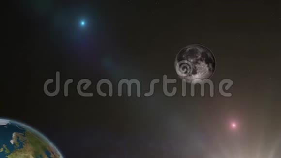 从太空恒星和星云看月亮视频的预览图