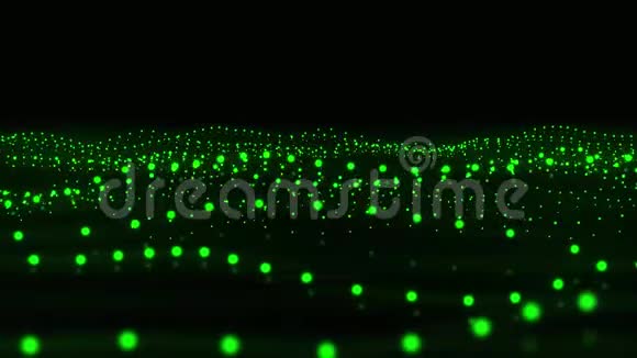 绿色霓虹灯粒子波VJ环抽象运动背景视频的预览图