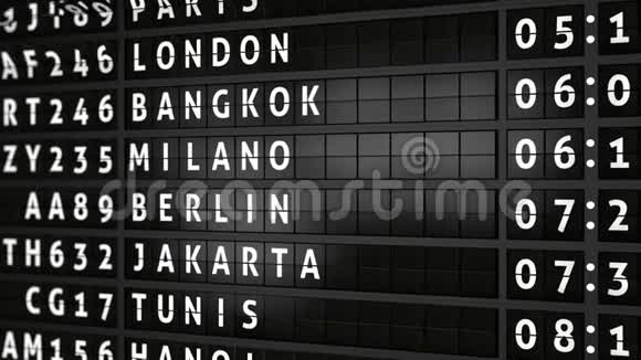 模拟航班信息显示板与到达城市金沙萨视频的预览图