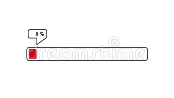 红色装载条百分比数平面动画在白色背景上隔离视频的预览图