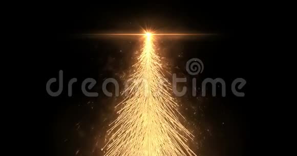 动画金圣诞枞树星隔离无缝环在4k分辨率视频的预览图