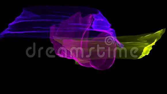 彩色扭曲的彩带随风飘扬浪漫的三维渲染电脑生成背景视频的预览图