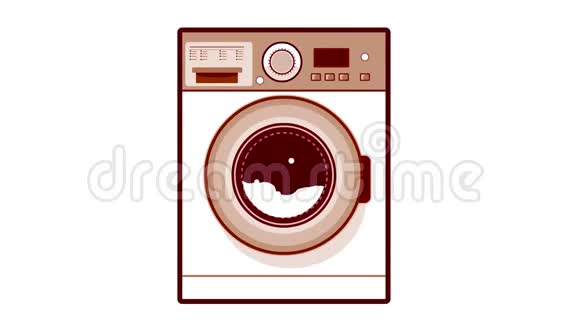 复古洗衣机2D动画视频的预览图