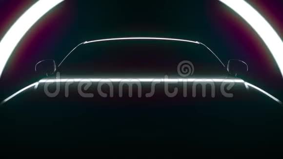 时尚的汽车在光线下黑色背景下的自动演示超高清4k循环动画循环视频的预览图