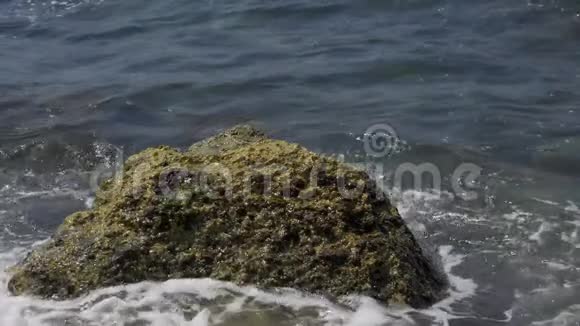 海浪冲击着岩石海岸视频的预览图