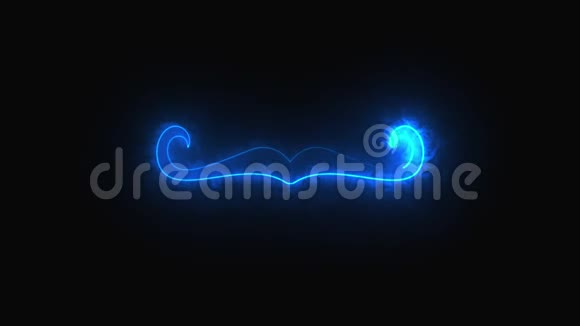 计算机生成的背景与霓虹灯绘制一个胡子形状3D染色胡子图标发光发亮的线条视频的预览图