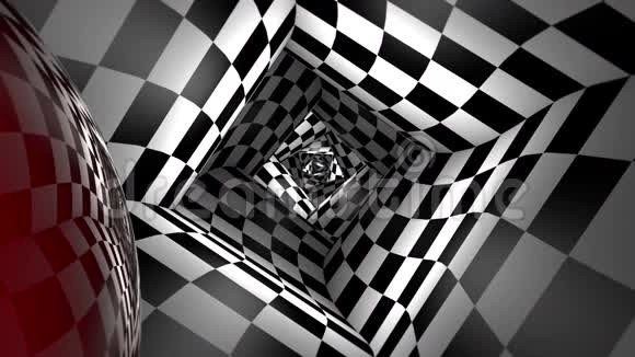 红球在一方棋洞中的象棋比喻3D动画无缝环行视频的预览图