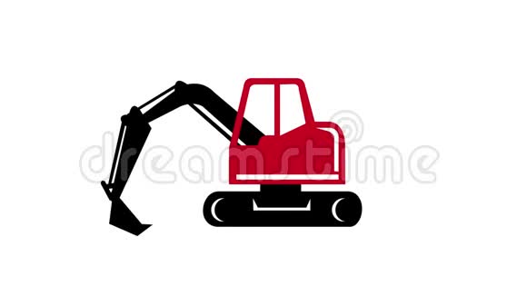 机械挖掘机挖掘机挖掘机复古2D动画视频的预览图